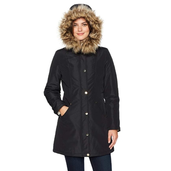 π₯Women's Mid-Length Anorak Parka w/ Faux Fur Hood - Picture 3 of 7